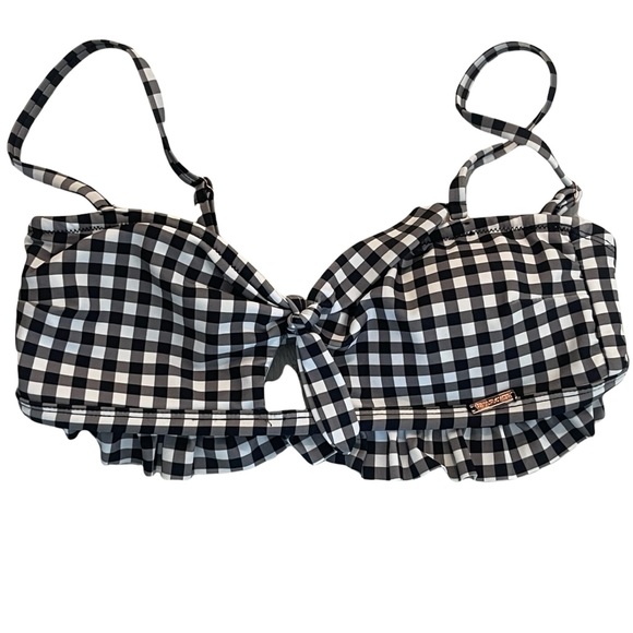 WALLFLOWER Black and White Gingham Bikini Swim Top Size S - Picture 1 of 9